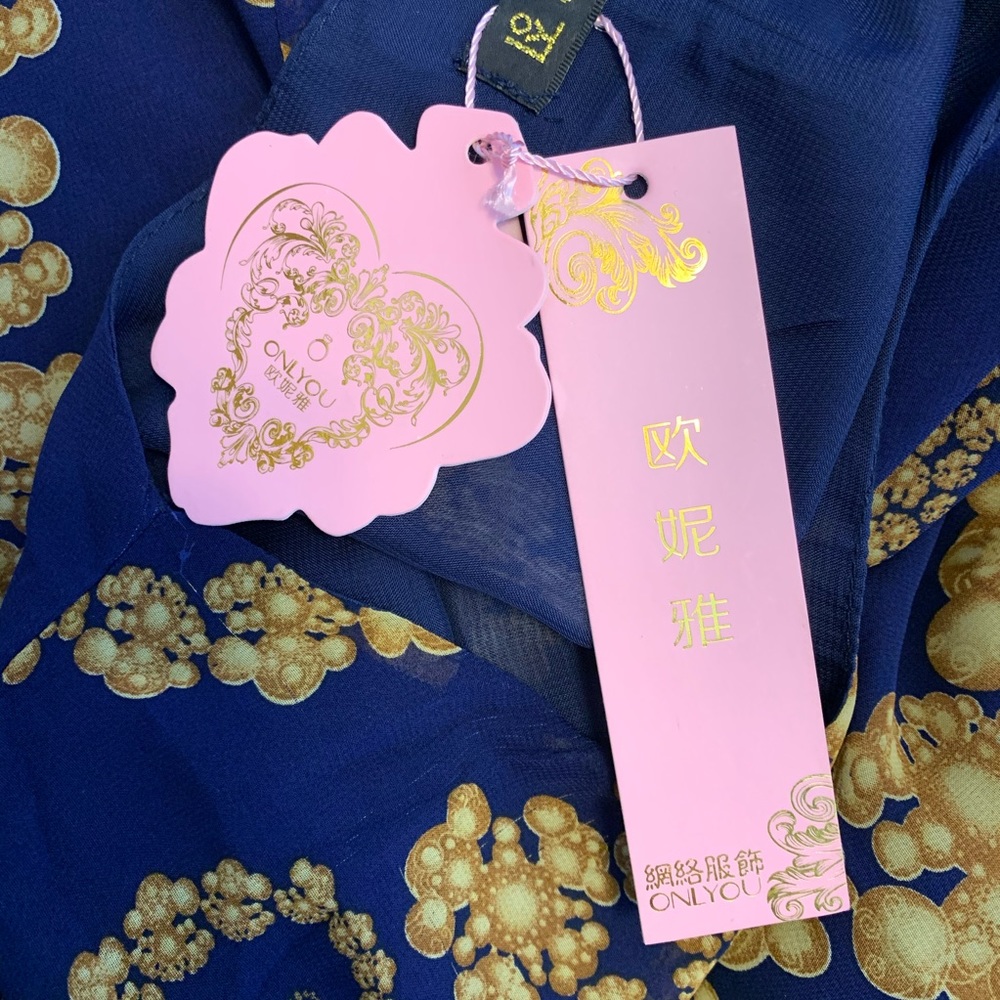Only You Blue/Gold Oriental Holiday Dress NWT |3XL - Picture 7 of 7